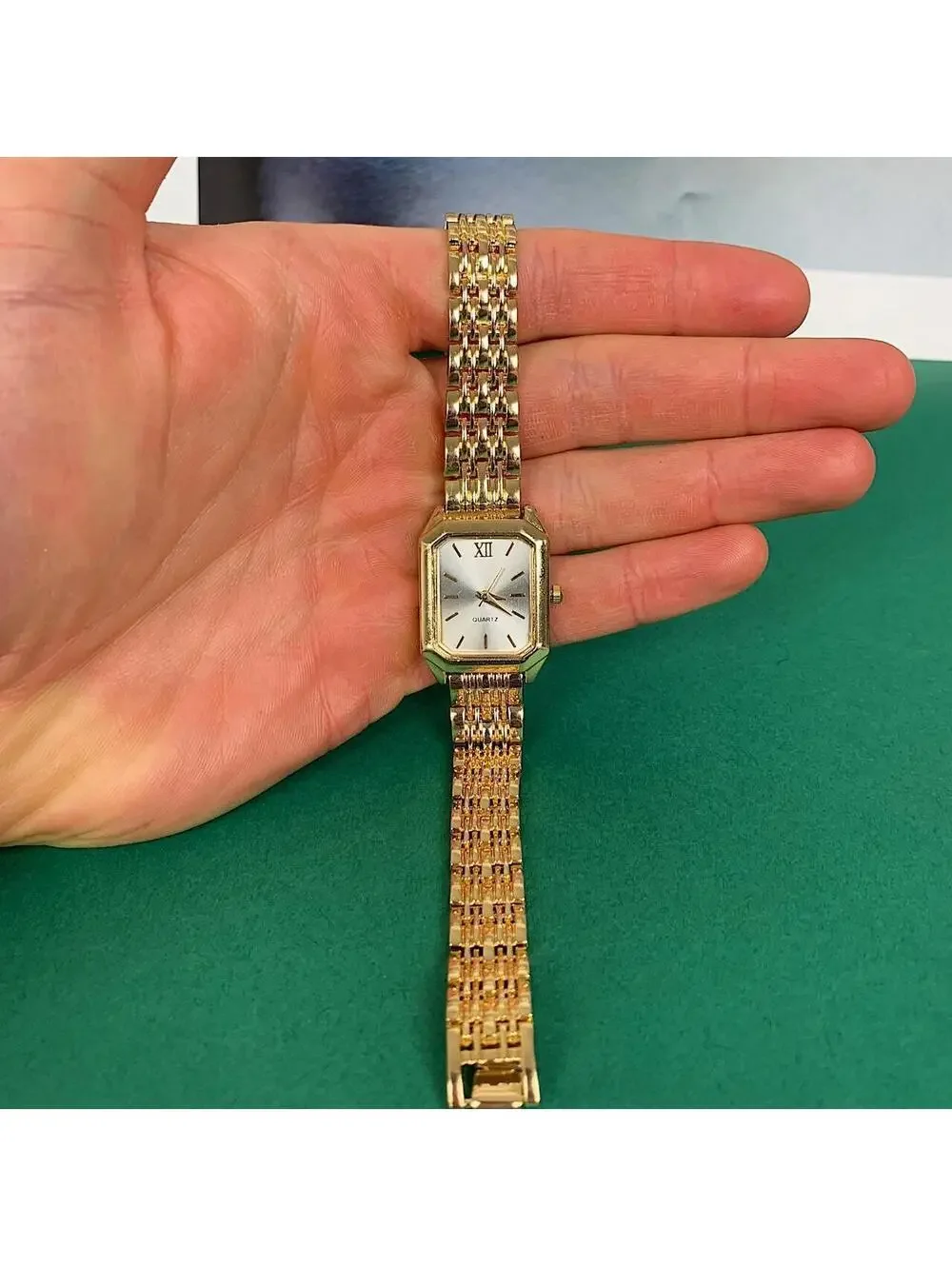 Y2K 2000s Vintage Minimalist Classy Stainless Steel Rectangular Gold And White F